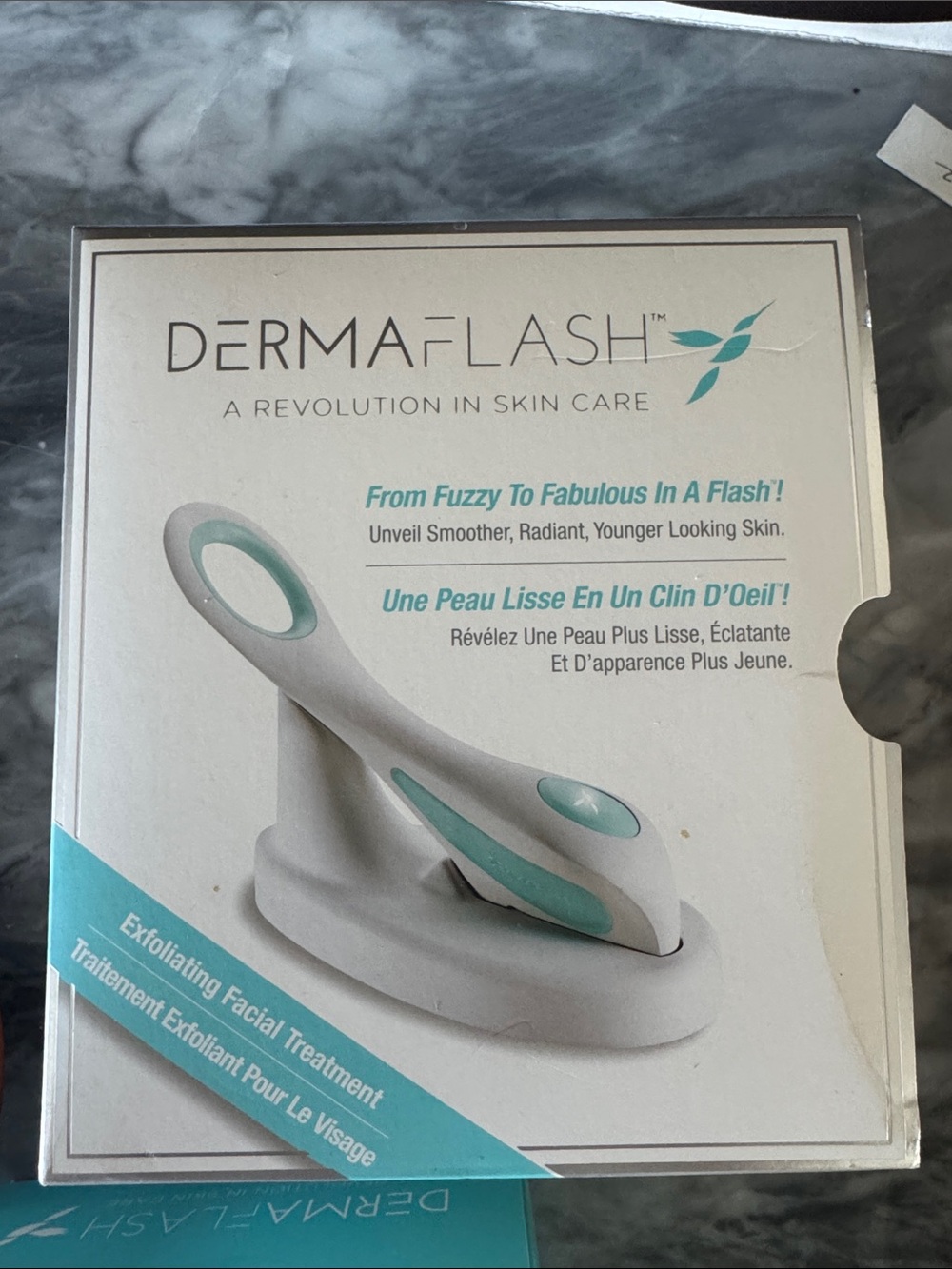 Dermaflash Exfoliating Facial Device — White with Teal Accents